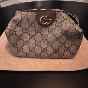 GG Supreme Monogram Ophidia Cosmetic Case Brown